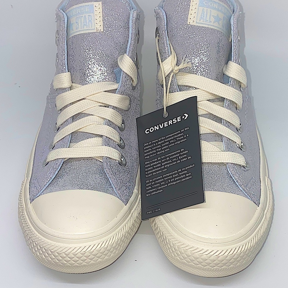 Converse CTAS Madison Mid Sneakers Women’s 6.5 Silver Metallic Suede - Picture 3 of 11